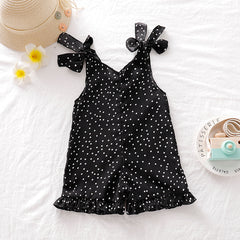 Baby / Toddler Fashionable Polka Dots Strappy Onesies - Black, 3-4 Years