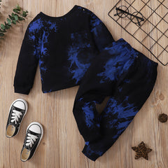 2pcs Toddler Girl/Boy Cotton Tie Dye Pullover Sweatshirt and Pants Set - Green / 18-24 Months