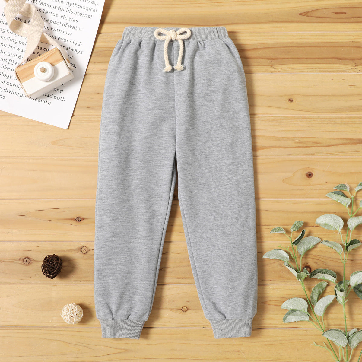 Toddler Boy Solid Color Casual Joggers Pants Sporty Sweatpants for Spring and Autumn - Light Grey, 3-4 Years