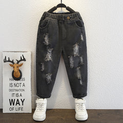 Baby / Toddler Fashion Ripped Loose Fit Denim Jeans - Black, 5-6 Years