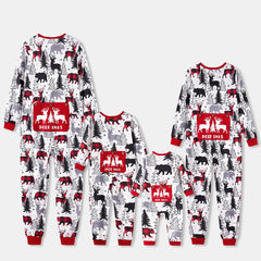 Christmas Family Matching Allover Print Long-sleeve Zipper Onesies Pajamas (Flame Resistant) - Red, L