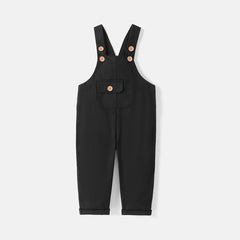Toddler Girl/Boy 100% Cotton Solid Color Pocket Design Overalls - Dark Grey / 3-4 Years