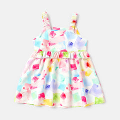 Baby Girl Geo Print Ruffle Trim Cami Dress - 9-12 Months, Colorful