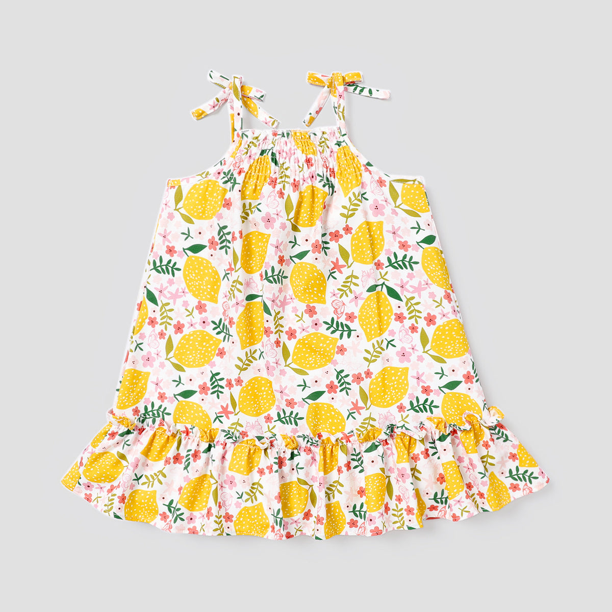 Baby Girl Allover Lemon Print Ruffled Hem Cami Dress - 9-12 Months, Pink
