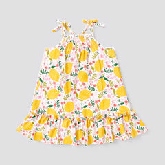 Baby Girl Allover Lemon Print Ruffled Hem Cami Dress - 12-18 Months, Pink