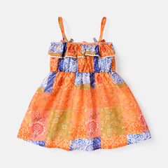 Baby Girl Patchwork Print Ruffle Trim Cami Dress - 0-3 Months, Multicolor