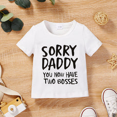 Baby Boy/Girl 95% Cotton Short-sleeve Letter Print Tee - Antique White, 6-9 Months
