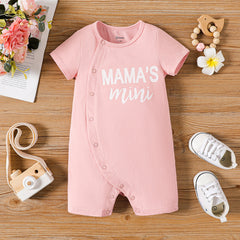 Baby Girl/Boy Letter Print Short-sleeve Cotton Rompers - Pink, 9-12 Months
