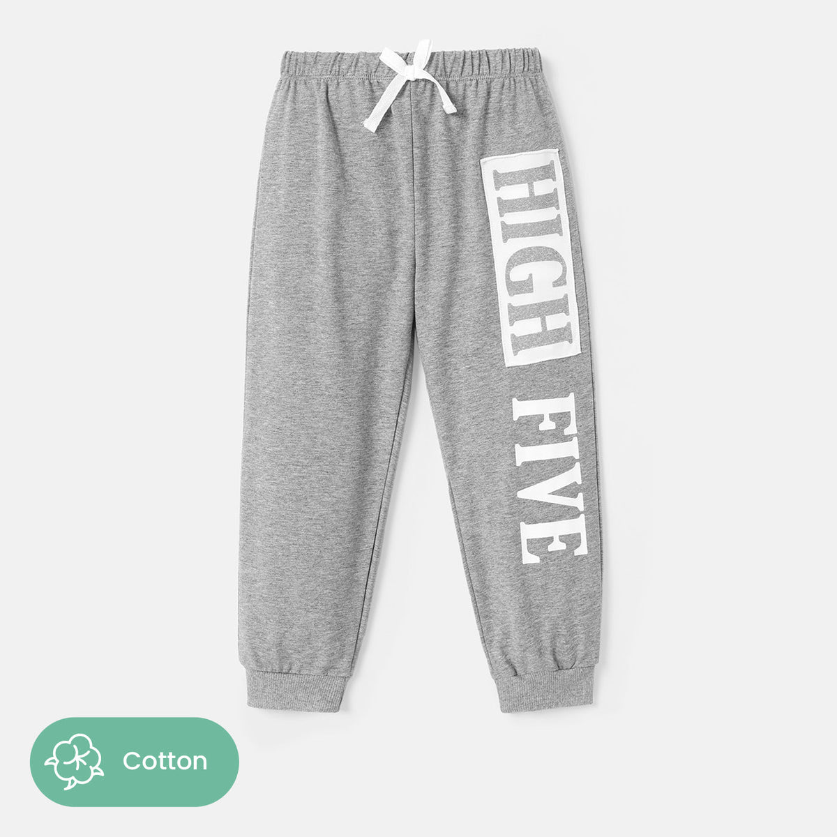 Toddler Boy Letter Print Elasticized Cotton Pants - Black / Kids: 2 Years