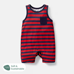 Baby Girl/Boy Dinosaur Print/Stripe Sleeveless Jumpsuits - Blue, 0-3 Months