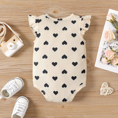 Baby Girl Naia™ Heart Print Flutter-sleeve Rompers - Pink, 3-6 Months