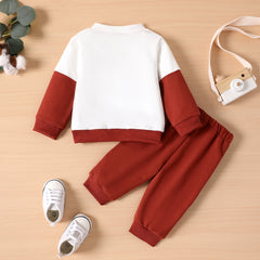 2pcs  Baby Boy/Girl Avant-garde Letter Long Sleeve Set - 18-24 Months, Brown
