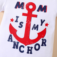 Independence Day Baby Girl/Boy Anchor & Letter Print Short-sleeve Bodysuit - 6-9 Months, Tibetan Blue