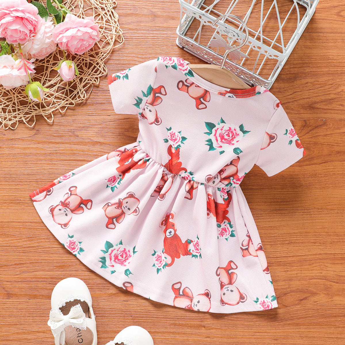 Baby Girl Floral & Animal Print Short-sleeve Dress - 6-9 Months, Pink