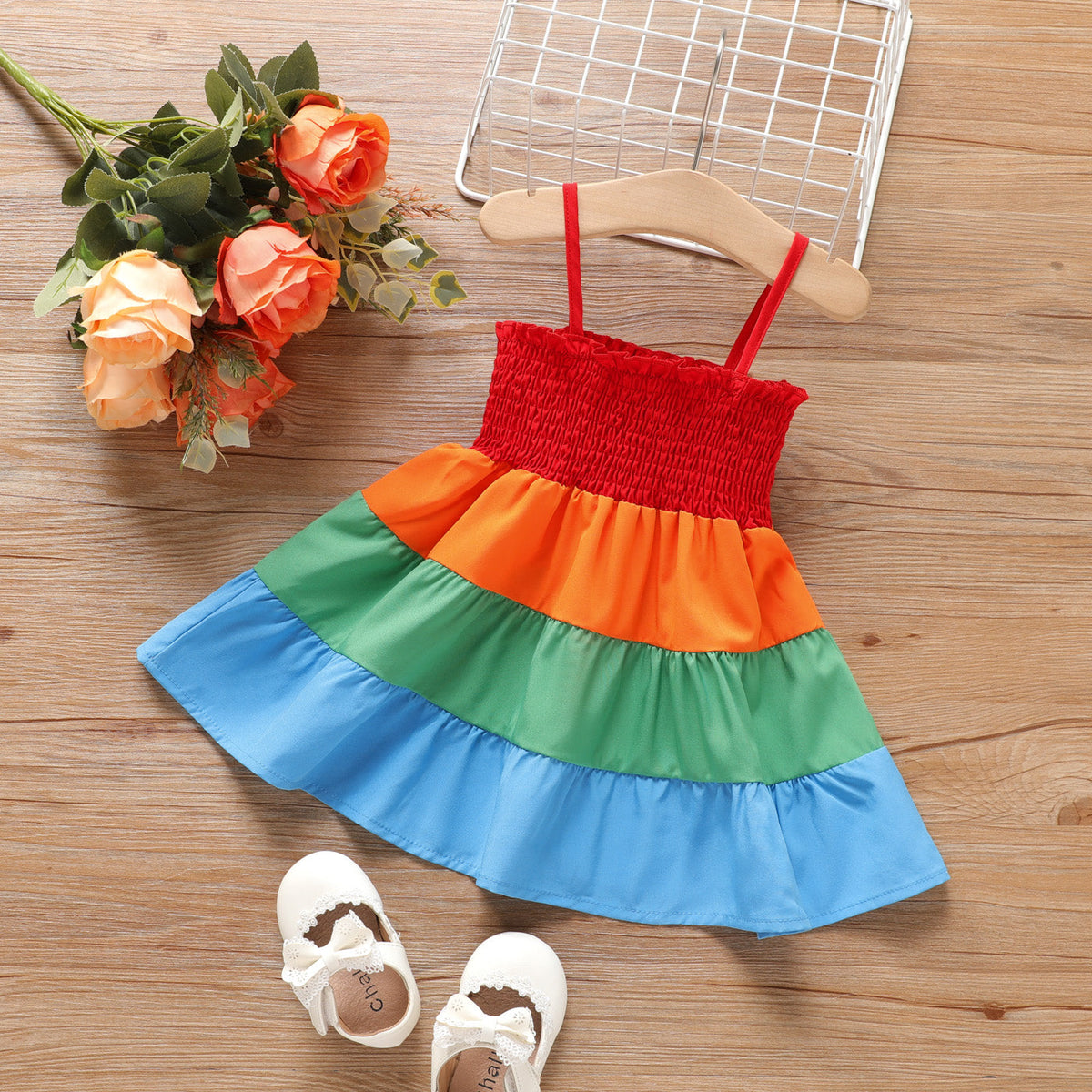 Baby Girl Color Block Smocked Slip Dress - Multi, 6-9 Months