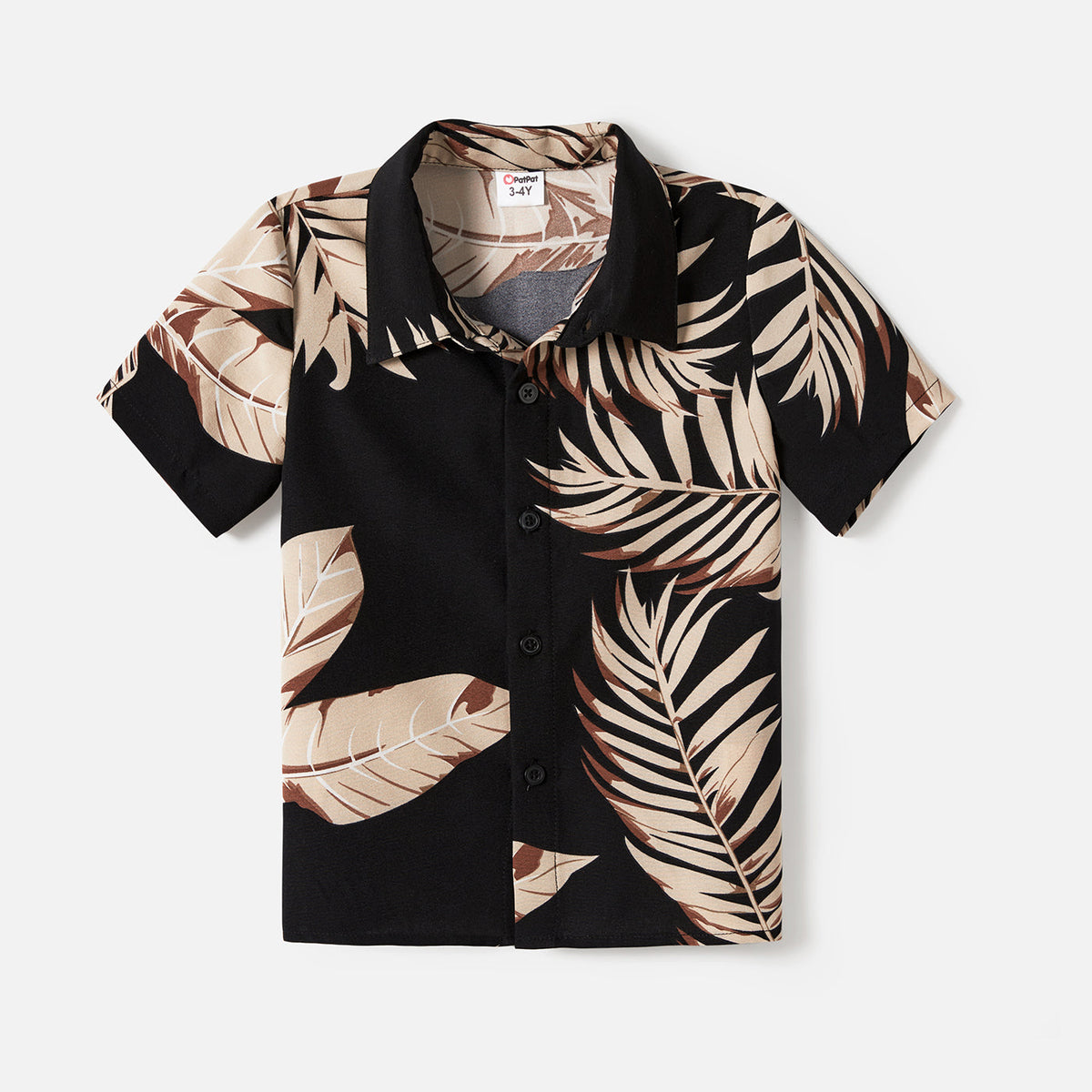 Family Matching Solid Leaf Sleeveless Halter Dresses And Short Sleeve Tops Sets - Black / Men: M