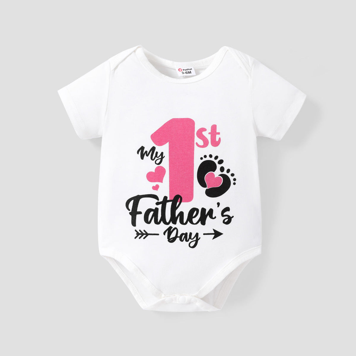 Father's day Baby Girl/Boy Letter & Number Print Romper - Pink / 6-9 Months