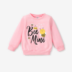 Toddler Girl Letter Bee Print Casual Pullover Sweatshirt - Light Pink, 18-24 Months