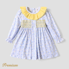 Toddler Girl Elegant Broken Flower Long Sleeve Pattern Dress - Multi, 2-3 Years