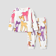 Baby Pajama Set - Floral and Peach - White / Newbron