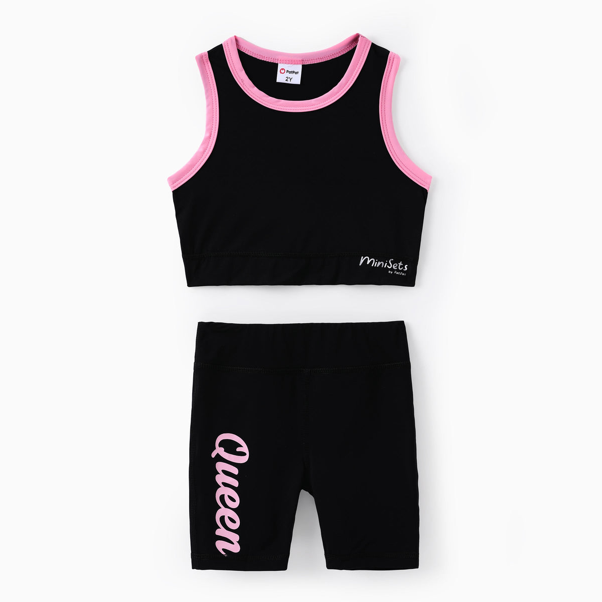 Toddler/Kid Girl 2pcs Tank Top and Short Leggings Set - Black, 11-12 Years