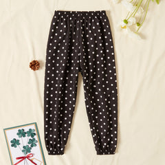 Toddler Girl Casual Polka dots Mosquito Repellent Pants - Black, 5-6 Years
