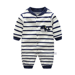 Wale Printed Baby Soft Cotton Romper Bodysuit - White, 0-3 Months