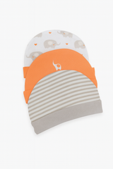 Cap L Pk 3 Peach Elephant - New Born