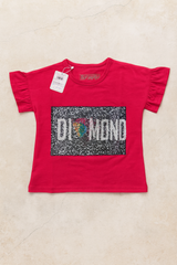 T Shirt Frill Sleeves S.Pink Diamond Toddler