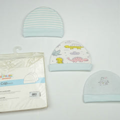 CAP S PK 3 B.BLUE DINO WORLD - New Born