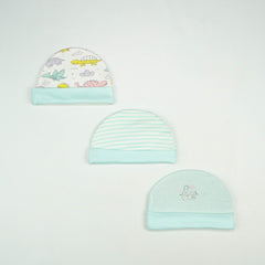 CAP L PK 3 B.BLUE DINO WORLD - New Born