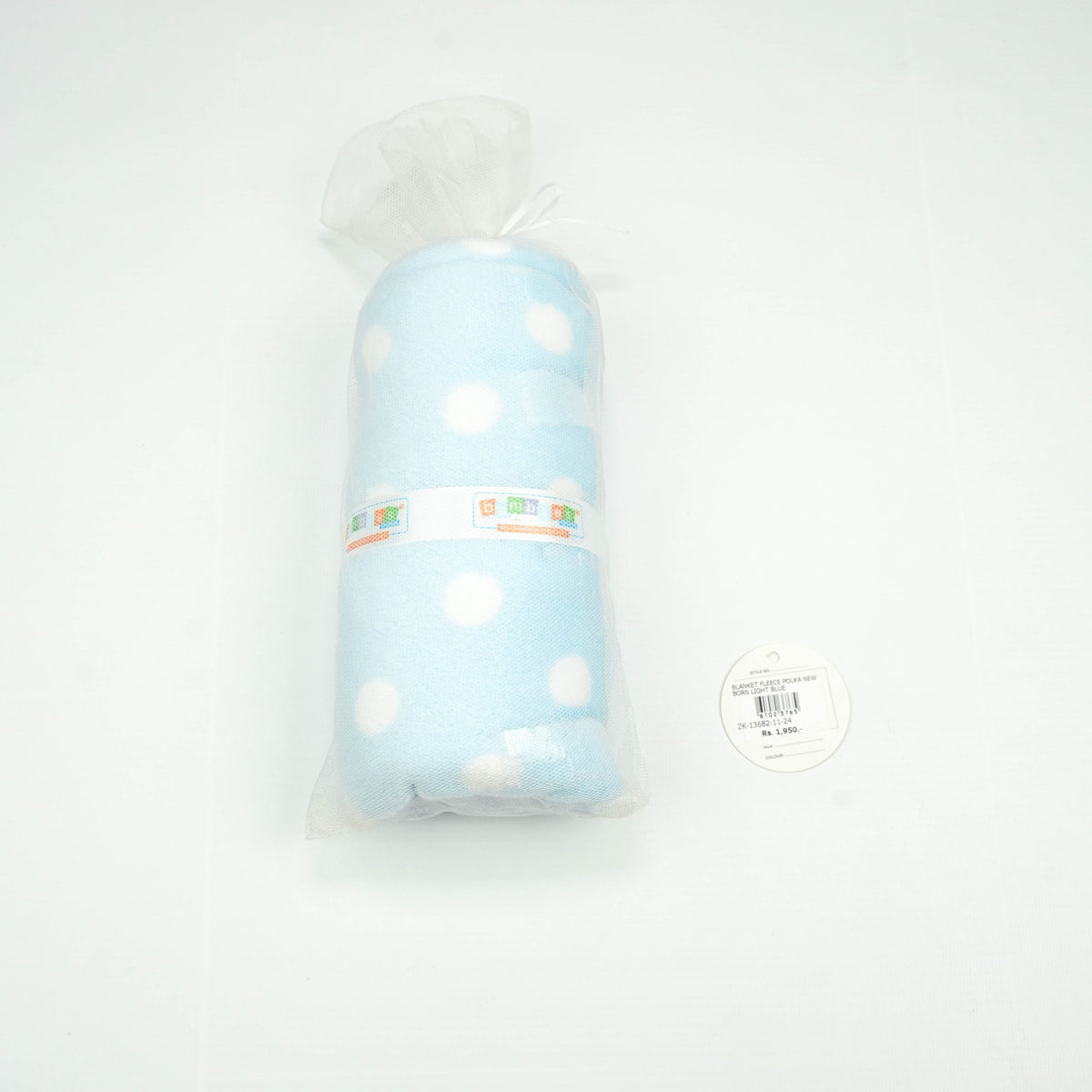 BLANKET FLEECE LT BLUE WHITE POLKA - New Born