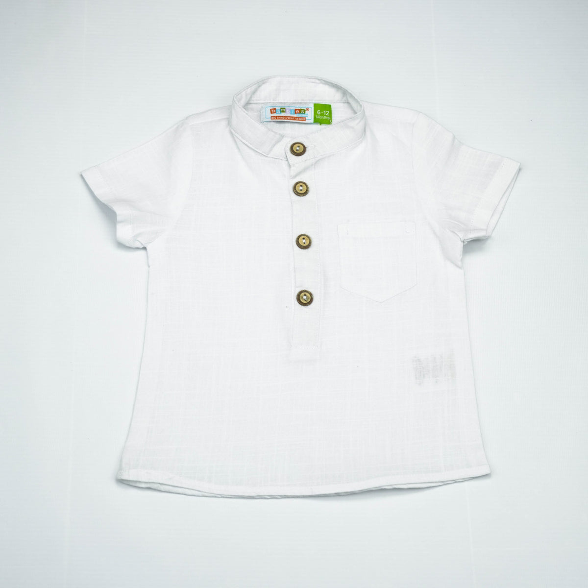SHIRT KURTI BOYS WHITE INFANT - 3-6 Months