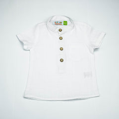 SHIRT KURTI BOYS WHITE INFANT - 3-6 Months