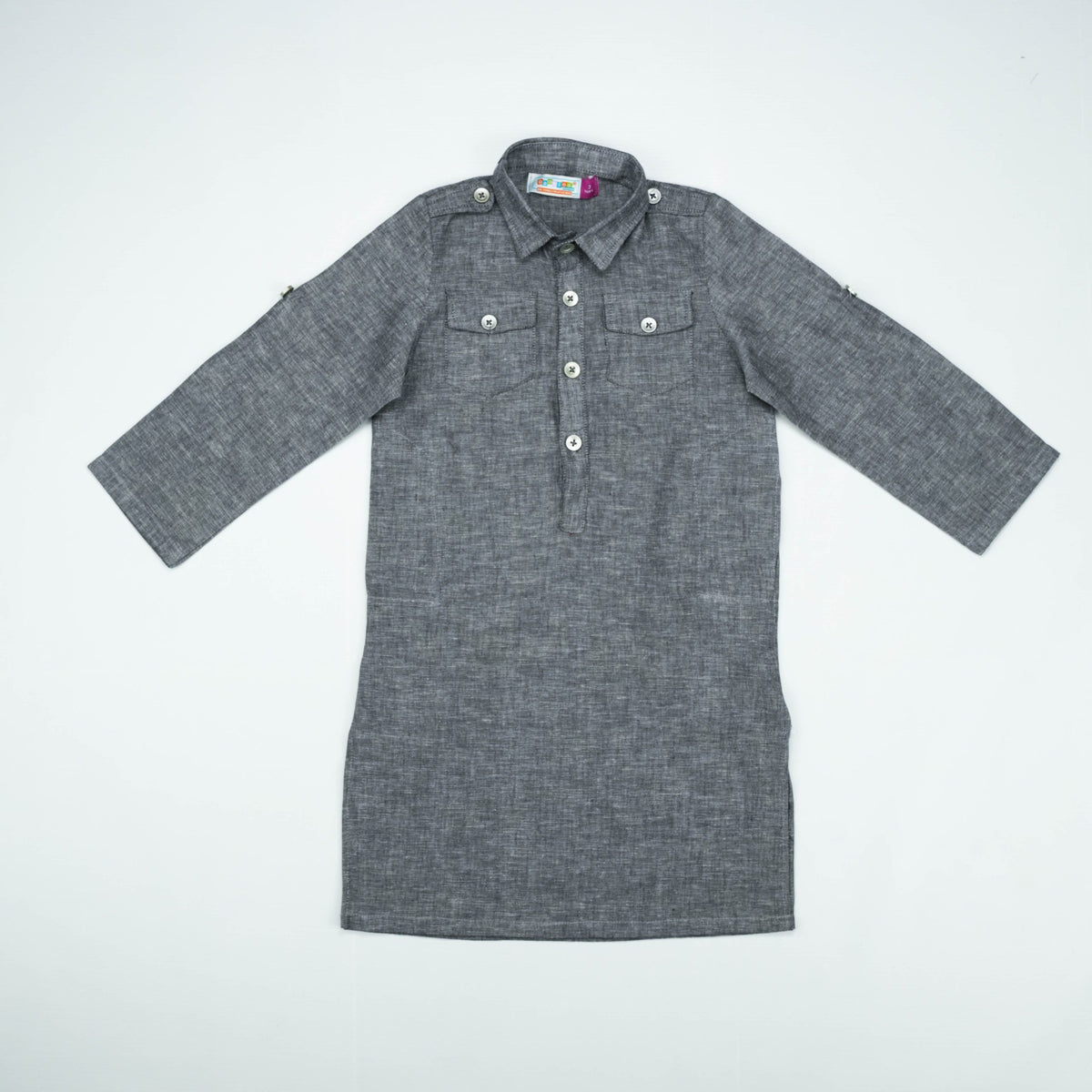 KURTA FRONT POCKER GREY TODDLER - 5-6 Years