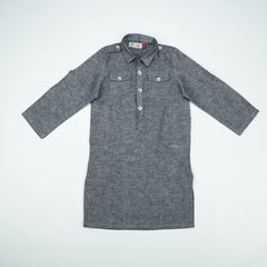 KURTA FRONT POCKER GREY TODDLER - 5-6 Years