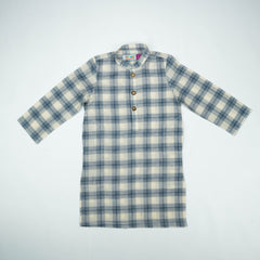 KURTA CHECK BLUE & BEIGE TODDLER - 4-5 Years