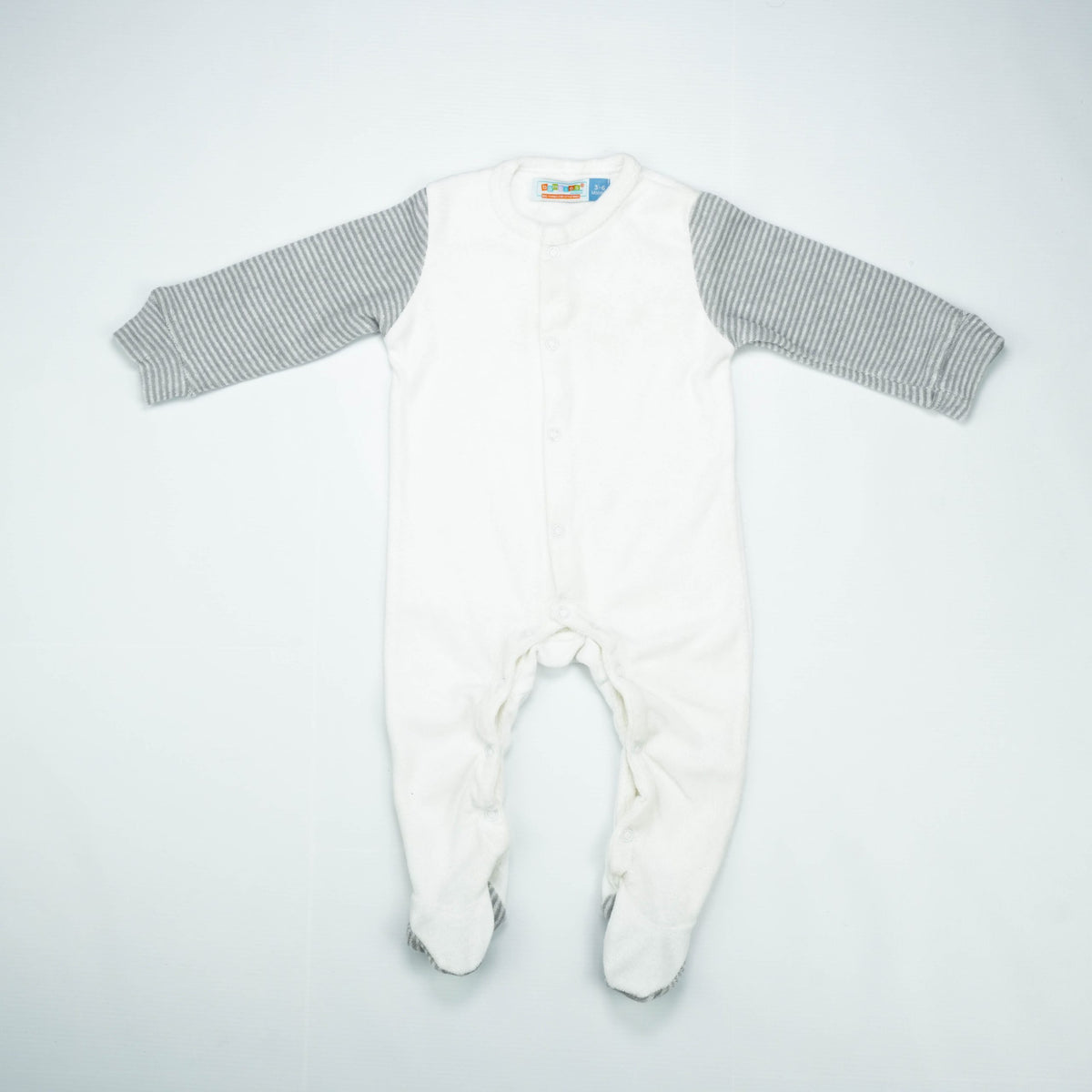 ROMPER WHITE SLEEVES STRIP INFANT - New Born