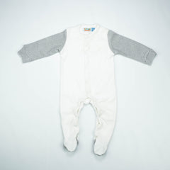 ROMPER WHITE SLEEVES STRIP INFANT - New Born