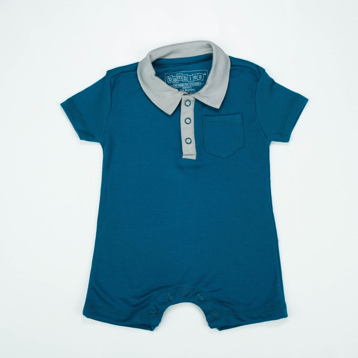BODYSUIT POLO COLLAR AQUA INFANT - 3-6 Months