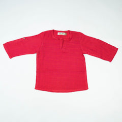 KURTI ROUND COLLAR BOYS RED INFANT - 6-12 Months
