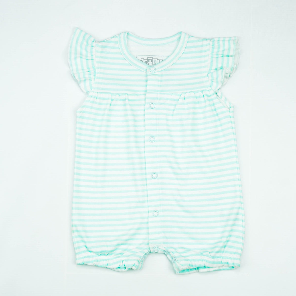 JUMSUIT HALF SLEEVE POLKA BLUE STRIPE INFANT - New Born