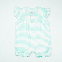 JUMSUIT HALF SLEEVE POLKA BLUE STRIPE INFANT - New Born