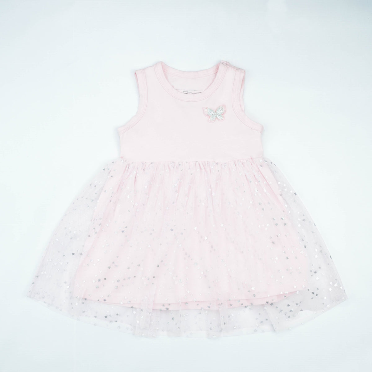 FROCK SLEVELESS WITH NET PINK INFANT - 0-3 Months