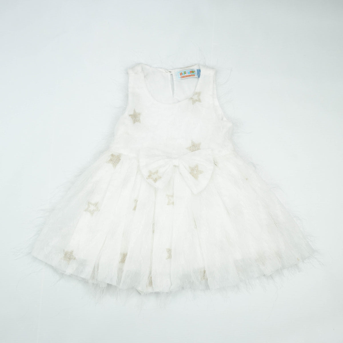 FROCK BOW STYLE WHITE STAR INFANT - 6-12 Months
