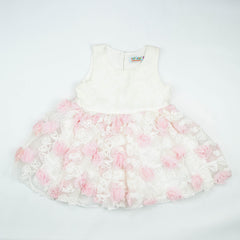 FROCK BOW STYLE WHITE ROSE TODDLER - 3-4 Years