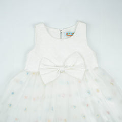 FROCK PLATE SLEEVES WHITE TODDLER - 2-3 Years