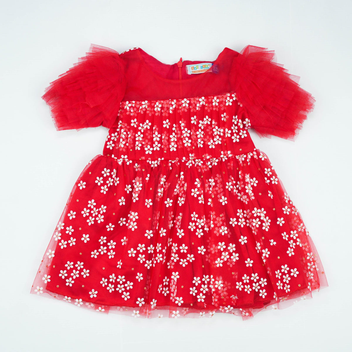 FROCK PLATE SLEEVES RED INFANT - 12-18 Months, Red
