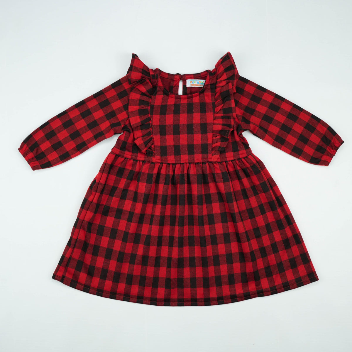 FROCK RUFFLE RED CHECK TODDLER - 4-5 Years
