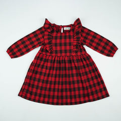 FROCK RUFFLE RED CHECK TODDLER - 4-5 Years